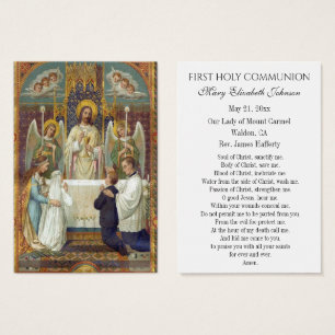 Tarjeta de recuerdo católica de Primera Comunión