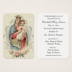 Tarjeta de recuerdo de Bautismo y Cristiandad del 
