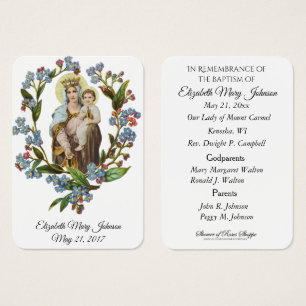 Tarjeta de recuerdo de Bautizo y Cristiandad del M