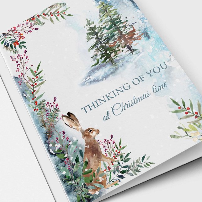 Tarjeta de recuerdo de navidades | Bosques (Thinking of You At Christmas Time Sympathy Bereavement Memorial Christmas Holiday card)