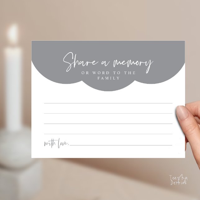 Tarjeta de recuerdo de servicio funerario (Funeral Service, Share a memory or words to the family Memorial Card in Dark Grey)