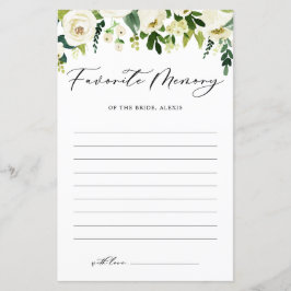 Tarjeta de recuerdo favorito de flores blancas de 