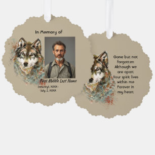 Tarjeta de recuerdo memorial Lobo Animales acuarel