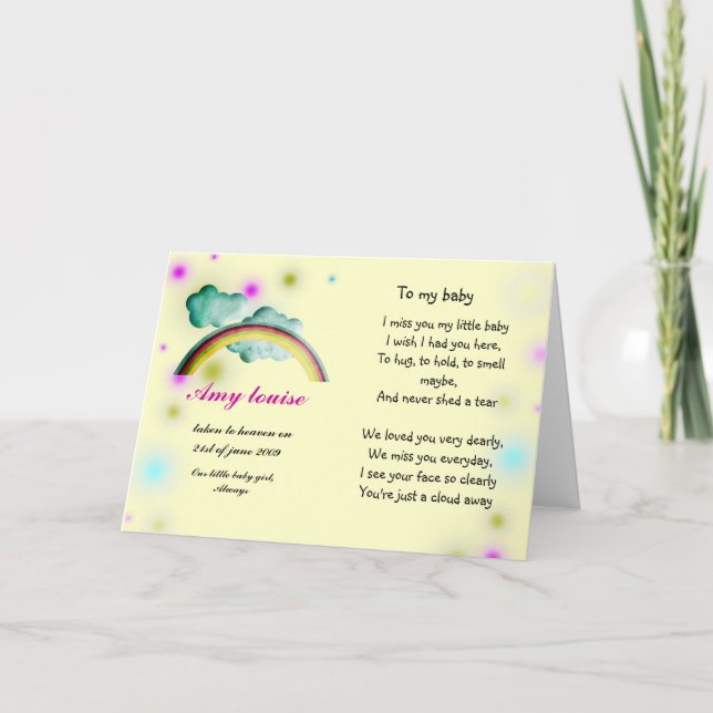 Tarjeta de recuerdo para bebé o niño (Anverso)