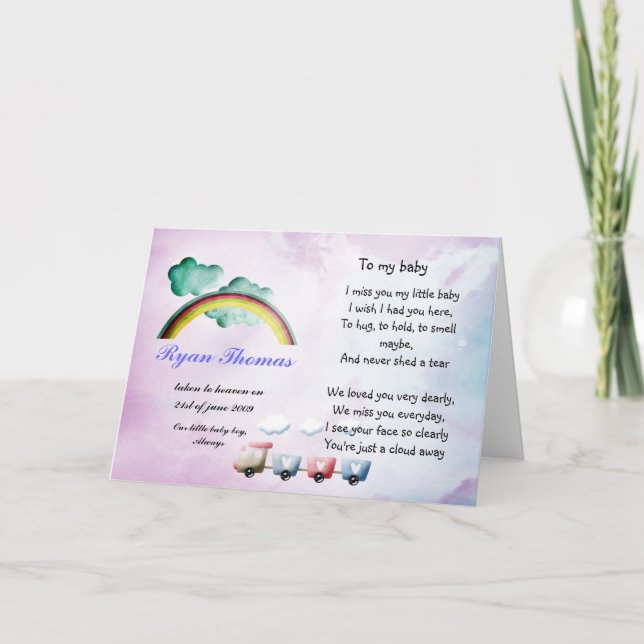 Tarjeta de recuerdo para bebé o niño (Anverso)