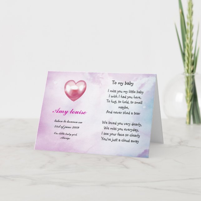Tarjeta de recuerdo para bebé o niño (Anverso)