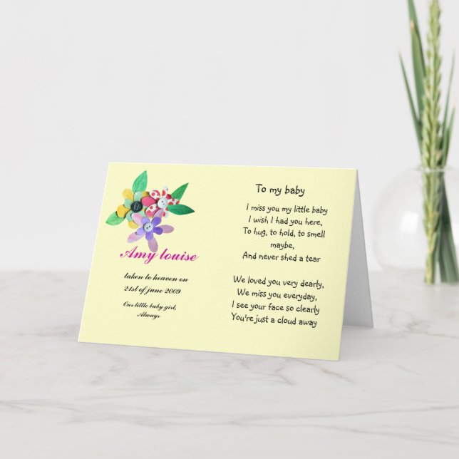Tarjeta de recuerdo para bebé o niño (Anverso)