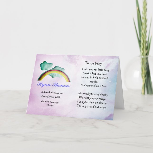 Tarjeta de recuerdo para bebé o niño (Anverso)