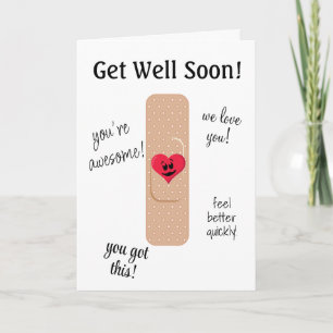 Tarjeta de recuperación con curita adorable