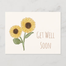 Tarjeta de recuperación con girasoles minimalistas