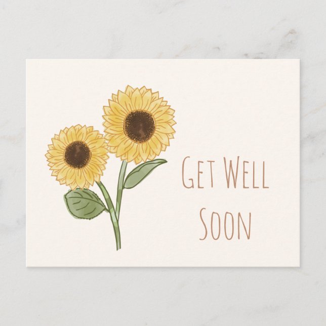 Tarjeta de recuperación con girasoles minimalistas (Anverso)