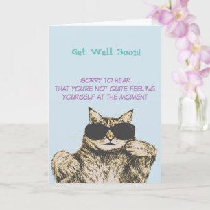 Tarjeta de Recuperación con Tema de Gato Divertido