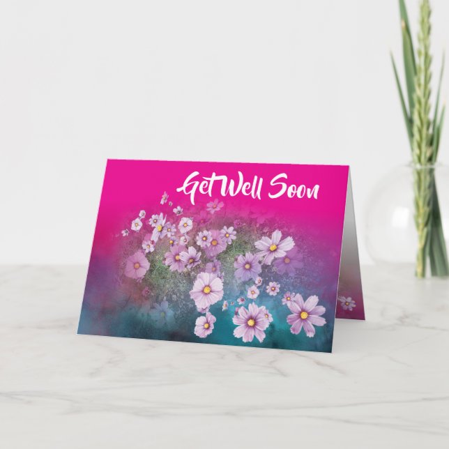 tarjeta de recuperación cosmos flor silvestre rosa (Anverso)