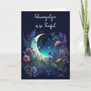 Tarjeta de recuperación de fibromialgia azul con f