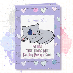Tarjeta de Recuperación Gato Triste Dulce para Niñ