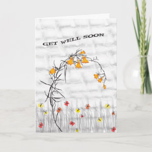Tarjeta de recuperación pronta con flores y maripo