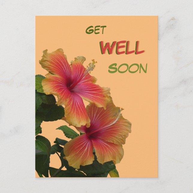 Tarjeta de recuperación pronto con dos flores de h (Anverso)