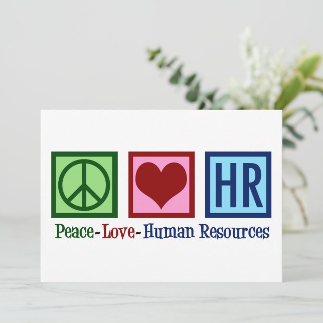 Tarjeta de recursos humanos de Peace Love HR (Anverso de pie)
