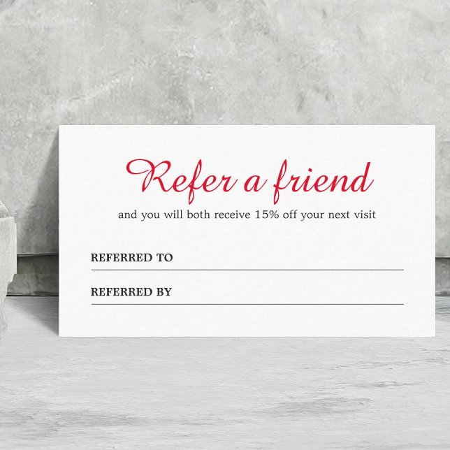 Tarjeta de referencia blanca roja limpia y elegant (Subido por el creador)