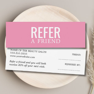 Tarjeta de referencia blanca rosa pálido simple y