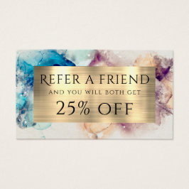 Tarjeta de referencia Blue Purple Watercolor y Rel