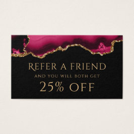 Tarjeta de referencia de agata de magenta y oro