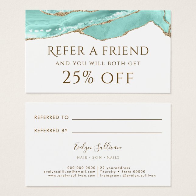 Tarjeta de referencia de agate acuamarine (Anverso y reverso)