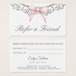 Tarjeta de referencia de arco rosa con marco plate