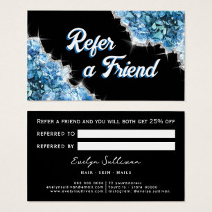 Tarjeta de referencia de cristales azules