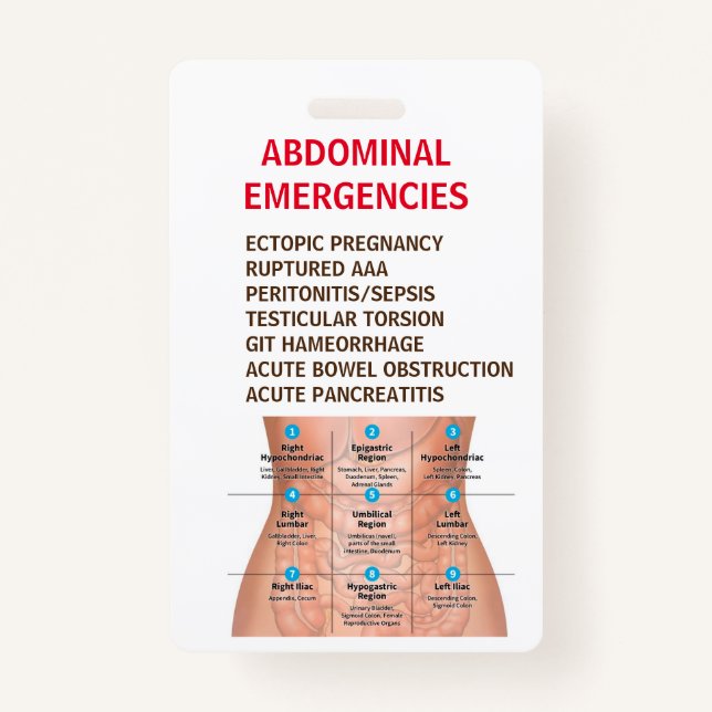 Tarjeta de referencia de EMERGENCIAS ABDOMINALES - (Anverso)