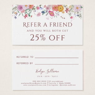 Tarjeta de referencia de flores silvestres frescas