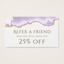 Tarjeta de referencia de lavanda con agante púrpur