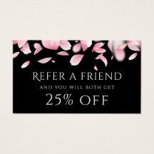 Tarjeta de referencia de pétalos en caída