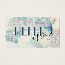 tarjeta de referencia de purpurina plateado de col