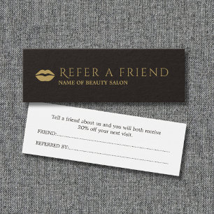 Tarjeta de Referencia de Salón de Belleza Dorado N