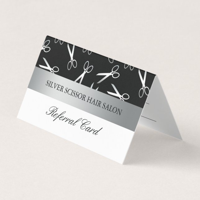 Tarjeta de referencia de salón de pelo de tijeras  (Anverso)