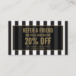 Tarjeta de referencia de salón de rayas negras y b