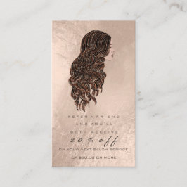 Tarjeta de referencia de salón maquillaje de cobre