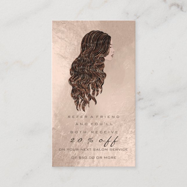 Tarjeta de referencia de salón maquillaje de cobre (Anverso)