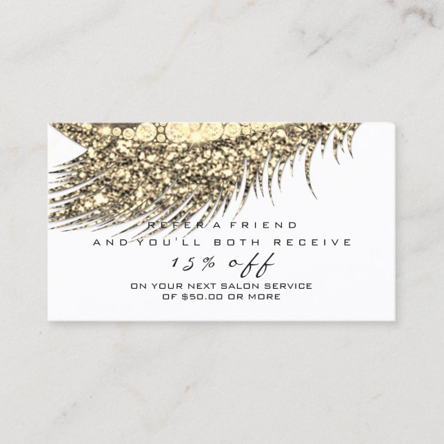Tarjeta de referencia de salón maquillaje oro Lash (Anverso)