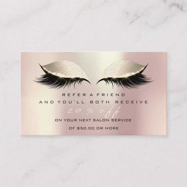 Tarjeta de referencia de salón maquillaje rosa azo (Anverso)