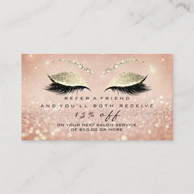 Tarjeta de referencia de salón Skinny Rosas de oro (Anverso)