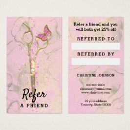 tarjeta de referencia de tijeras de oro para estil