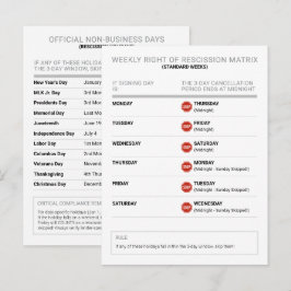 Tarjeta de referencia editable de derecho de resci