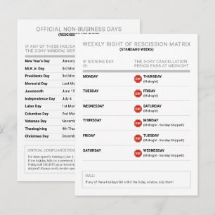 Tarjeta de referencia editable de derecho de resci