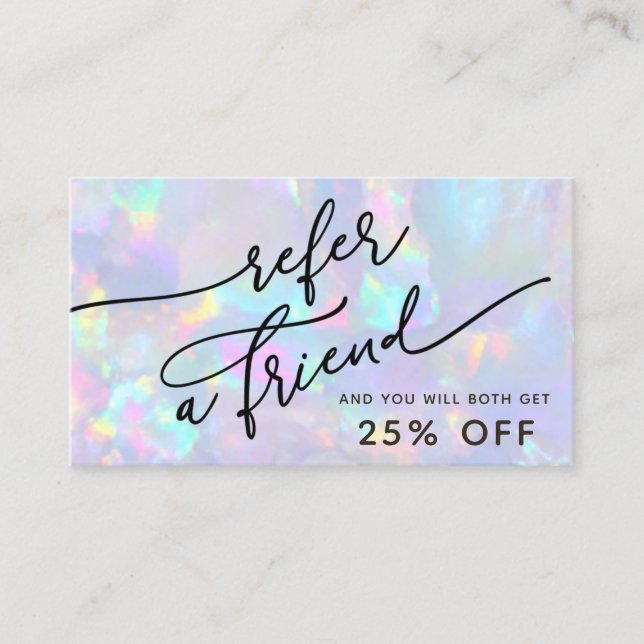 tarjeta de referencia opal de colores pastel (Anverso)