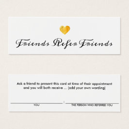 Tarjeta de referencia para clientes Gold Heart