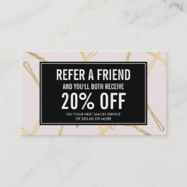 Tarjeta de referencia rosa del salón de pelo de Bo