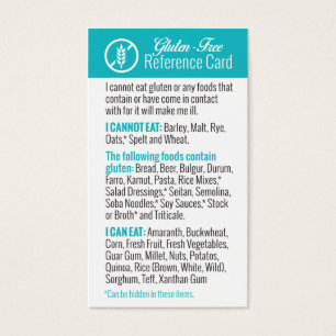 Tarjeta de referencia sin gluten