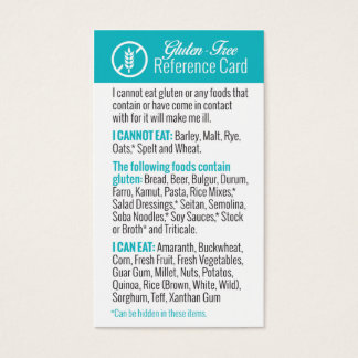 Tarjeta de referencia sin gluten